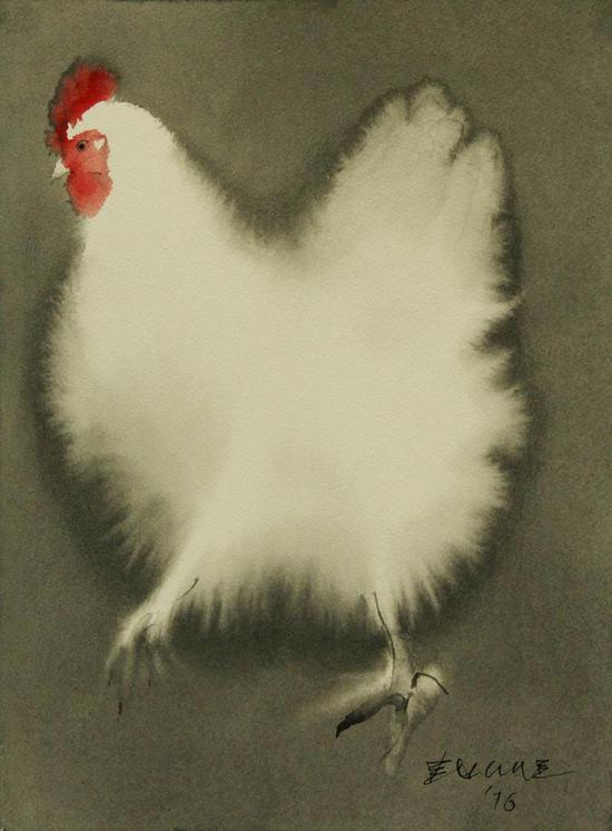 画完猫再画鸡：Endre Penovác的水墨鸡画