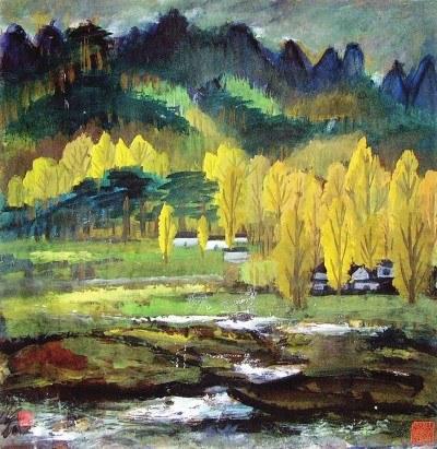 林风眠捐赠给上海中国画院的作品《黄枫》，创作于20世纪50年代。