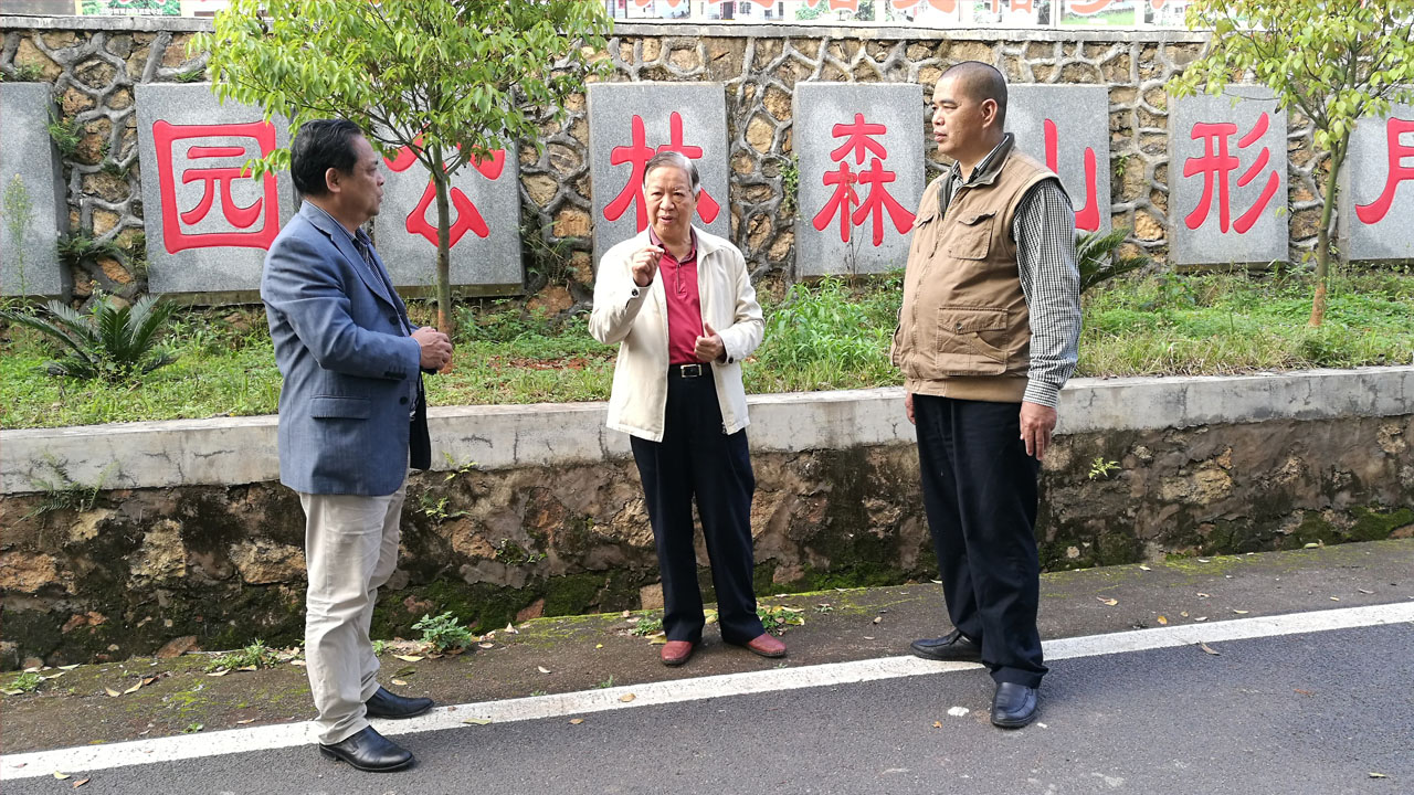 原兴宁市委书记曾超麟同志向来宾介召月形山公园开发情况